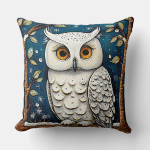 Coussin Œuvre d'art colorée de hibou avec détails complexe