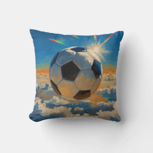 Coussin Œuvre d'art de ballon de football volant (peinture