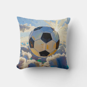 Coussin Œuvre d'art de ballon de football volant (peinture