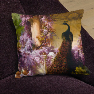 Coussin Œuvre d'art de jardin Paon Vintage Wisteria Roma
