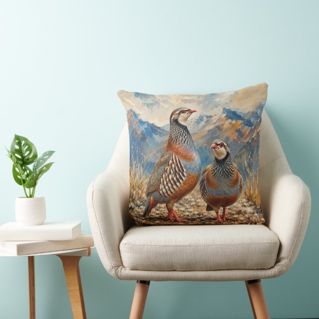 Coussin Œuvre d'art de paire de perdrix chukar  (Chaise)