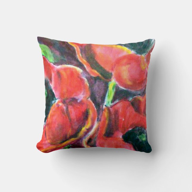 Coussin OEuvre d'art des Red Poppies (Recto)