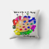 Coussin Oeuvre D'Art En Cours Brosses De Palette Artiste (Verso)