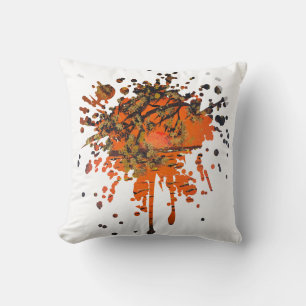 Coussin Œuvre d'art faite main - Coucher de soleil doré