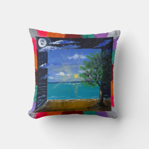 Coussin Œuvre d'art faite main - Jour et Nuit