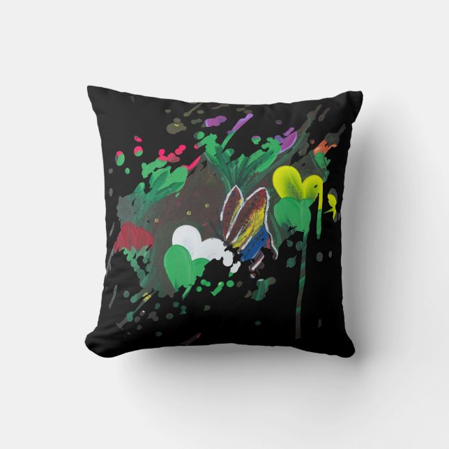 Coussin Œuvre d'art faite main - Papillon Bolssom (Recto)