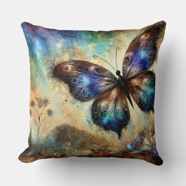 Coussin Œuvre d'art fantastique représentant un papillon c (Recto)