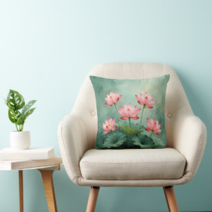 Coussin Œuvre d'art Lotus Rose