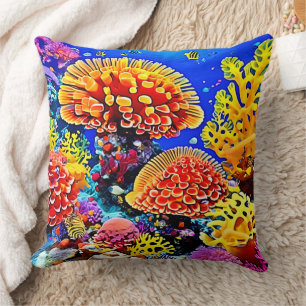 Coussin Œuvre d'art merveilleuse de récif corallien vibran