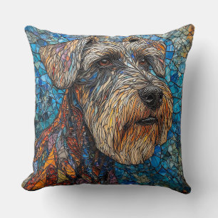 Coussin Œuvre d'art mosaïque colorée de Schnauzer géant