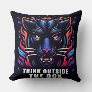 Coussin Œuvre d'art vibrante de panthère avec phrase motiv