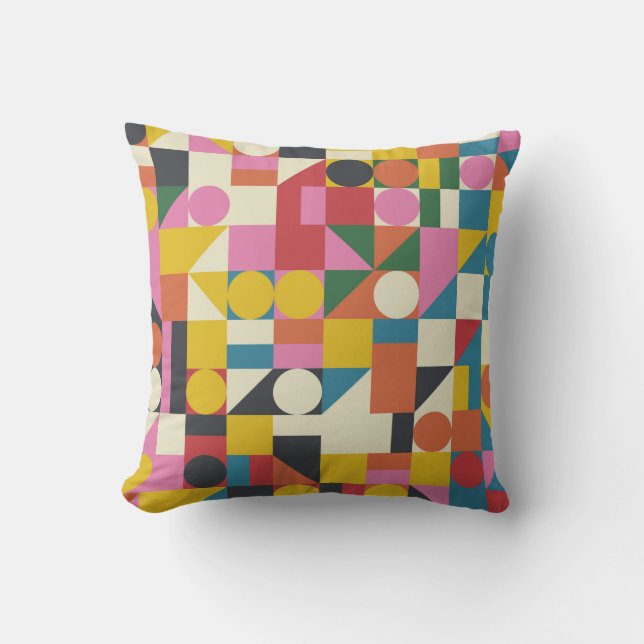 Coussin OEuvre de composition Bauhaus réalisée avec la plu (Recto)