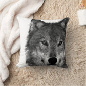 Coussin OEuvre d'oeil de loup noir et blanc (Couverture)