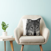Coussin OEuvre d'oeil de loup noir et blanc (Chaise)