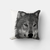 Coussin OEuvre d'oeil de loup noir et blanc (Recto)