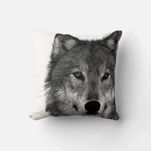 Coussin OEuvre d'oeil de loup noir et blanc (Recto)