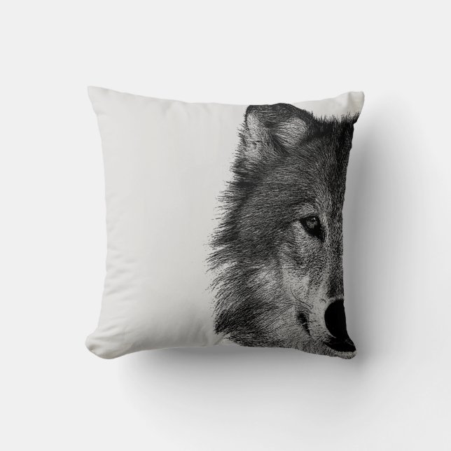 Coussin OEuvre d'oeil de loup noir et blanc (Recto)