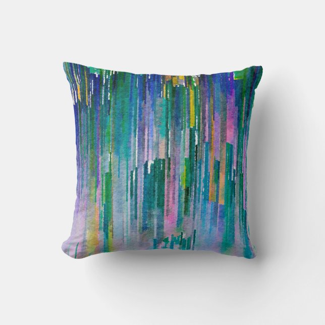 Coussin OEuvre multicolore aquarelle (Recto)