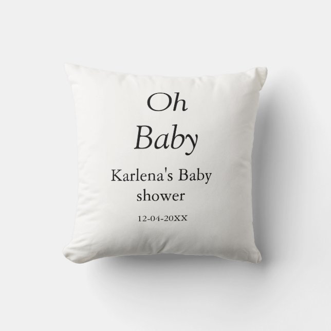 Coussin Oh bébé ajouter nom baby shower date simple minimu (Recto)