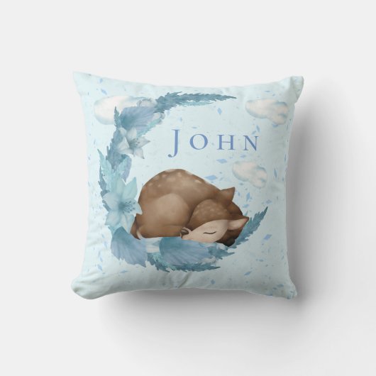 Coussin Oh, Cerf & bleu Nuages Poussière Garçon (Recto)