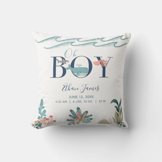 Coussin Oh garçon sous la mer poulpe bébé statistiques de  (Recto)