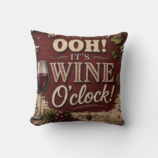 Coussin Oh! It's Wine O'Clock (Recto)