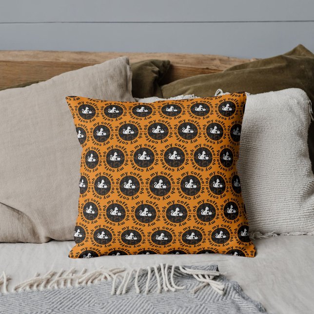 Coussin Oh Mon Café Funny Chat Gold (Créateur téléchargé)