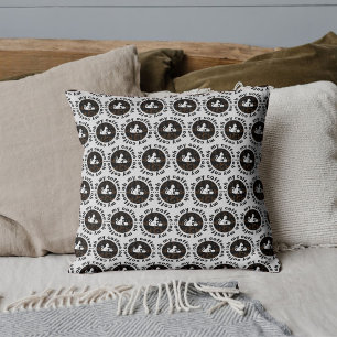 Coussin Oh My Coffee Funny Chat gris clair