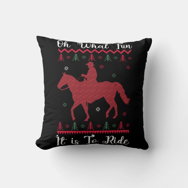 Coussin Oh Quel Amusement C'Est De Faire Du Cheval Noël (Recto)