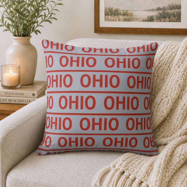 Coussin Ohio réversible rouge et gris (Créateur téléchargé)