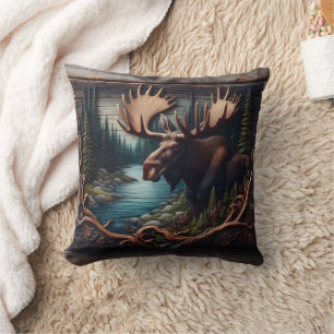 Coussin Oie en forêt Par une rivière à Dusk