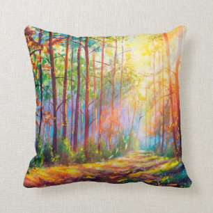 Coussin  oil painting gorgeous forest in autumic, scenic l