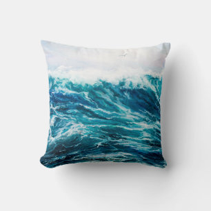Coussin  oil painting showing waves in ocean or sea on can