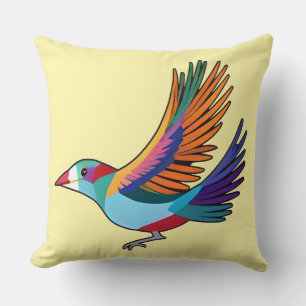 Coussin Oiseau Abstrait et coloré