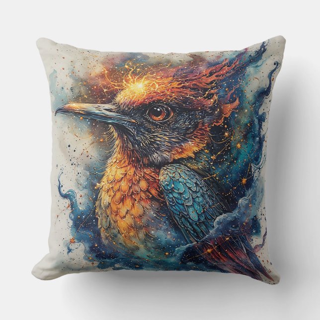 Coussin Oiseau aux couleurs ardentes et contraste intense (Recto)