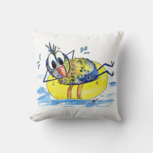 Coussin Oiseau blanc mignon sur flotteur