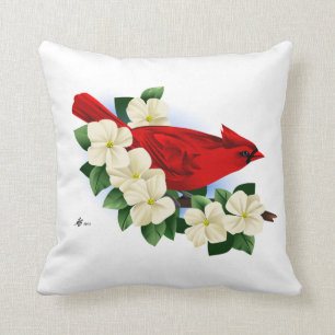 Coussin Oiseau cardinal rouge