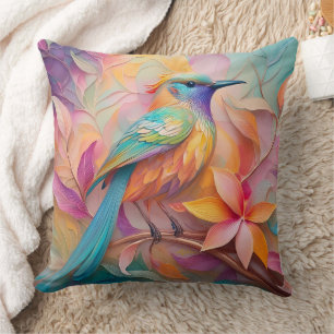 Coussin Oiseau-chanteur à gorge violette Imaginaire