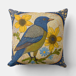 Coussin Oiseau coloré 