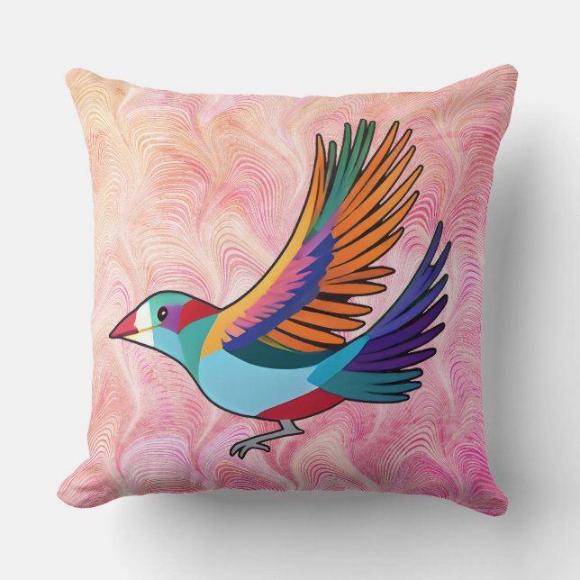 Coussin Oiseau coloré sur Arrière - plan doux (Recto)
