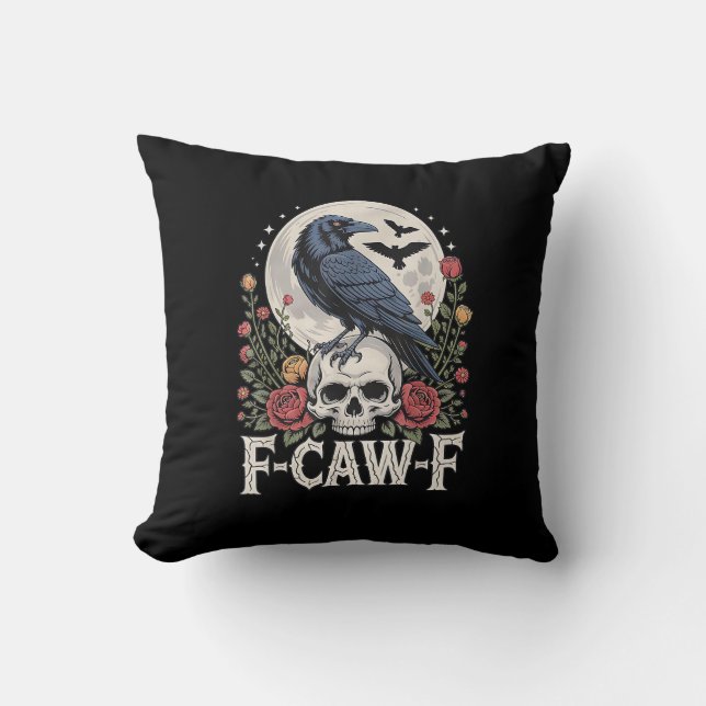 Coussin Oiseau corbeau F-Caw-F drôle corbeau criant Grunge (Recto)
