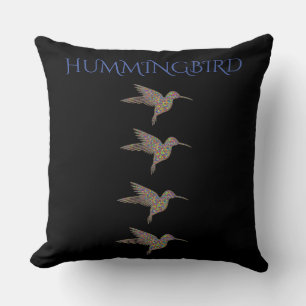 Coussin Oiseau de colibri noir lance l'oreiller.
