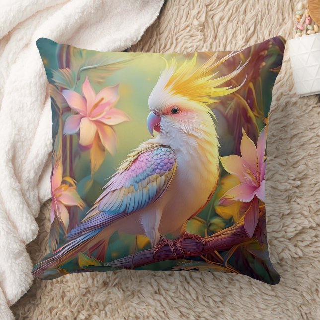 Coussin Oiseau de fantaisie Perruche à aile iridescente (Couverture)