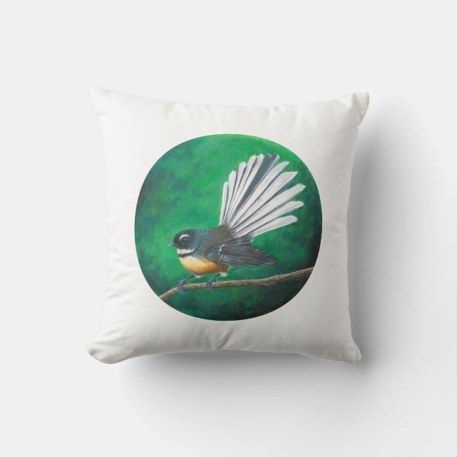 Coussin Oiseau de la Nouvelle-Zélande (piwakawaka) - Cushi (Recto)