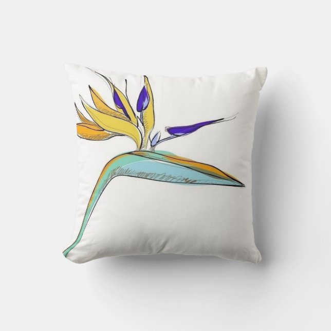 Coussin Oiseau-de-Paradis floral d'accent tropical (Recto)