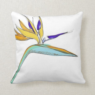 Coussin Oiseau-de-Paradis floral d'accent tropical
