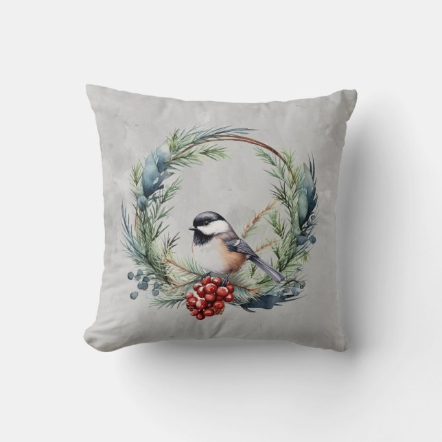 Coussin Oiseau de poule de Noël dans l'art de la couronne (Recto)