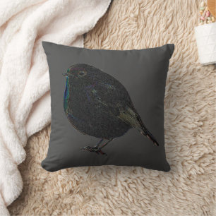 Coussin Oiseau de Robin rustique moderne sur gris foncé