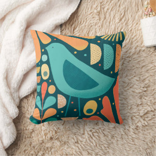 Coussin Oiseau et Feuille d'inspiration moderne du milieu 