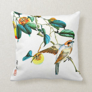 Coussin Oiseau et kakis 1892